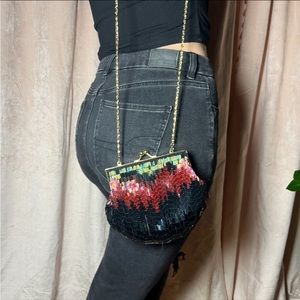 Handmade Vintage Sequins Clutch Purse